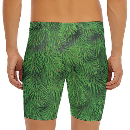Christmas Tree Branches Print Men's Long Boxer Briefs