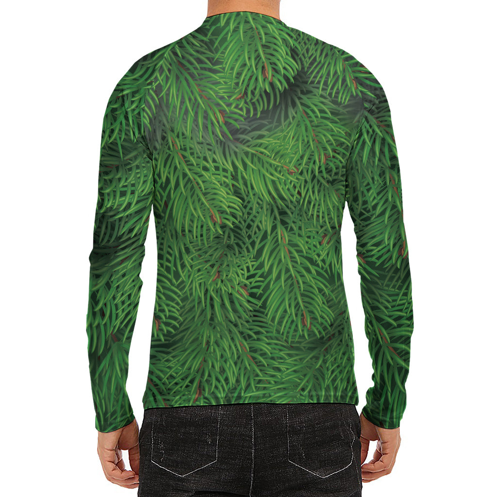 Christmas Tree Branches Print Men's Long Sleeve Rash Guard