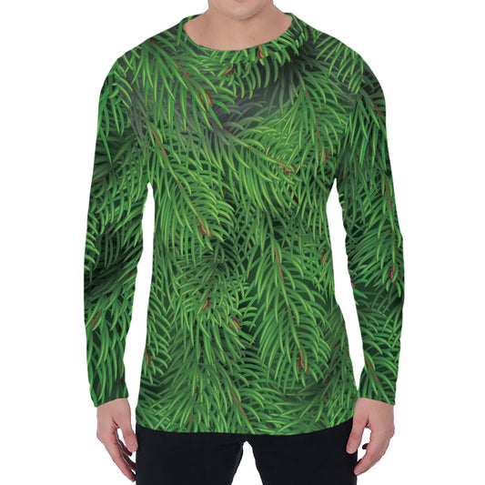 Christmas Tree Branches Print Men's Long Sleeve T-Shirt