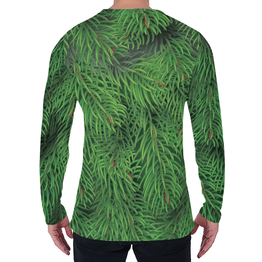 Christmas Tree Branches Print Men's Long Sleeve T-Shirt