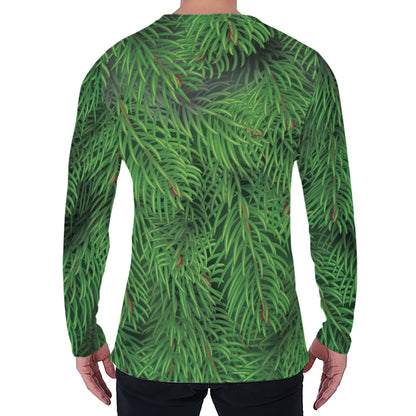 Christmas Tree Branches Print Men's Long Sleeve T-Shirt