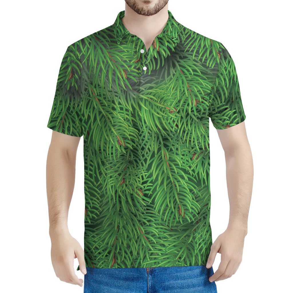 Christmas Tree Branches Print Men's Polo Shirt