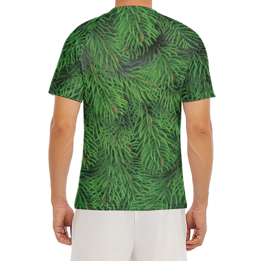 Christmas Tree Branches Print Men's Short Sleeve Rash Guard