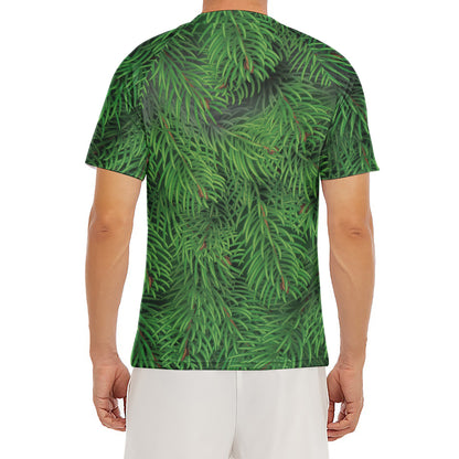 Christmas Tree Branches Print Men's Short Sleeve Rash Guard