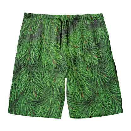 Christmas Tree Branches Print Men's Swim Trunks