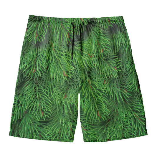 Christmas Tree Branches Print Men's Swim Trunks