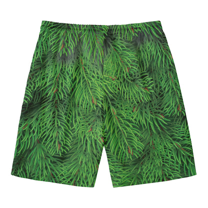 Christmas Tree Branches Print Men's Swim Trunks