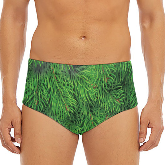 Christmas Tree Branches Print Men's Triangle Swim Briefs