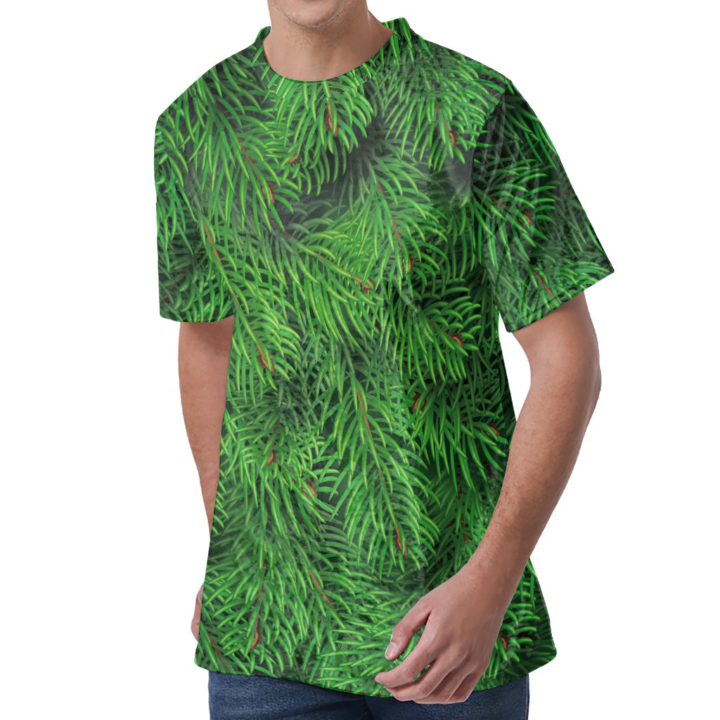 Christmas Tree Branches Print Men's Velvet T-Shirt