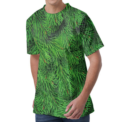 Christmas Tree Branches Print Men's Velvet T-Shirt