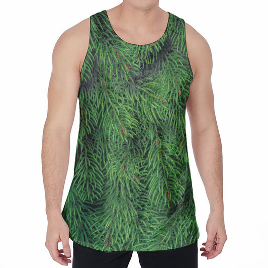 Christmas Tree Branches Print Men's Velvet Tank Top