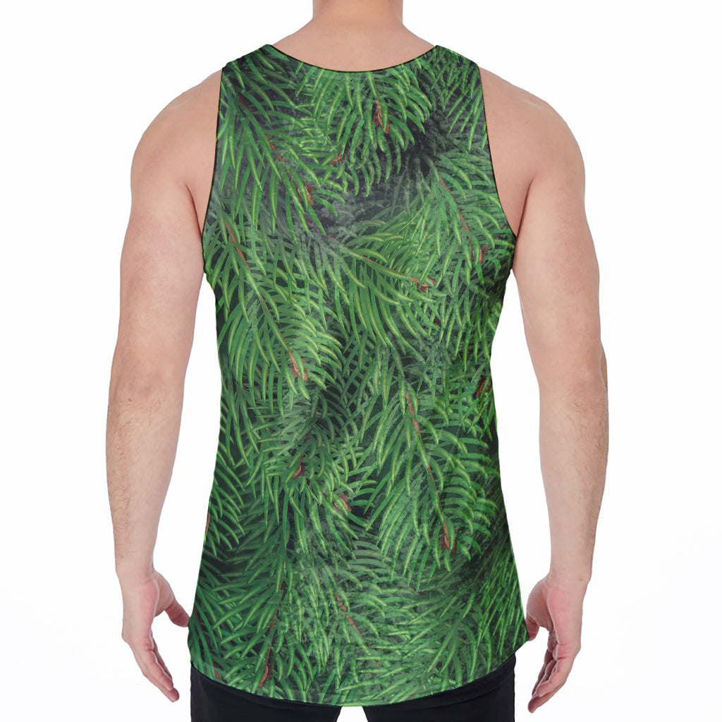Christmas Tree Branches Print Men's Velvet Tank Top