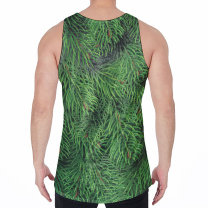 Christmas Tree Branches Print Men's Velvet Tank Top