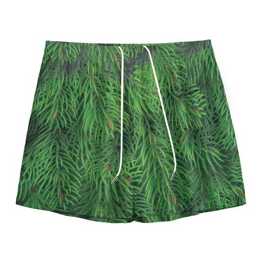 Christmas Tree Branches Print Mesh Shorts