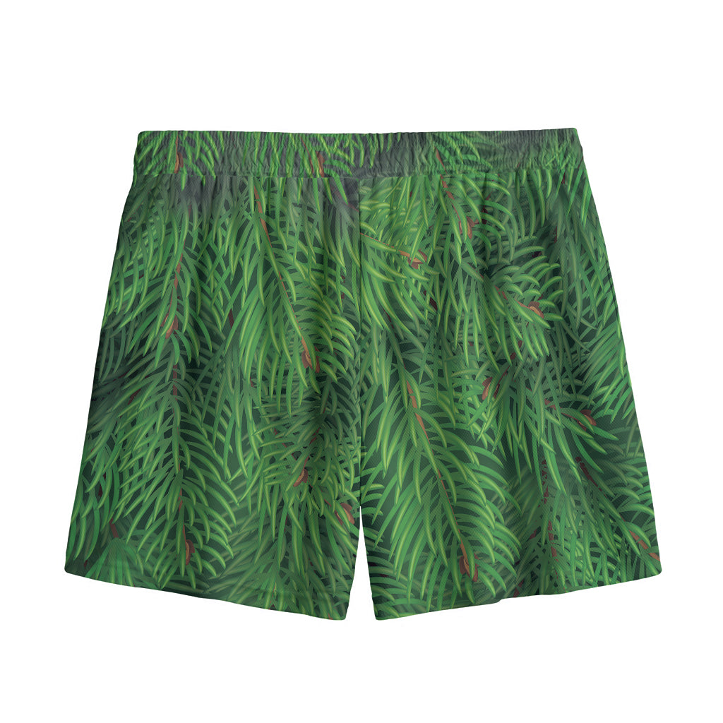 Christmas Tree Branches Print Mesh Shorts
