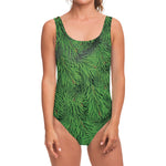 Christmas Tree Branches Print One Piece Swimsuit