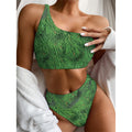 Christmas Tree Branches Print One Shoulder Bikini Set