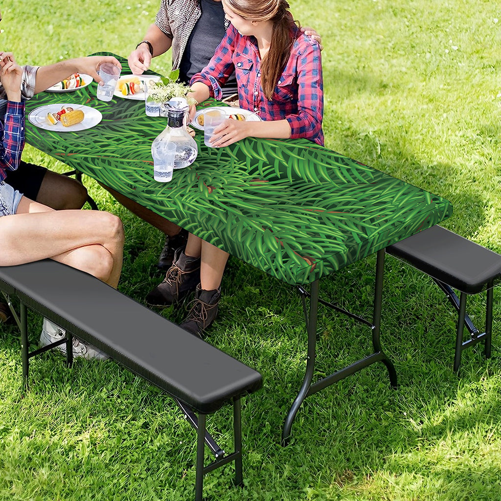 Christmas Tree Branches Print Picnic Table Cover