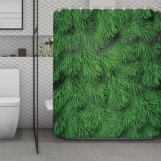 Christmas Tree Branches Print Polyester Shower Curtain