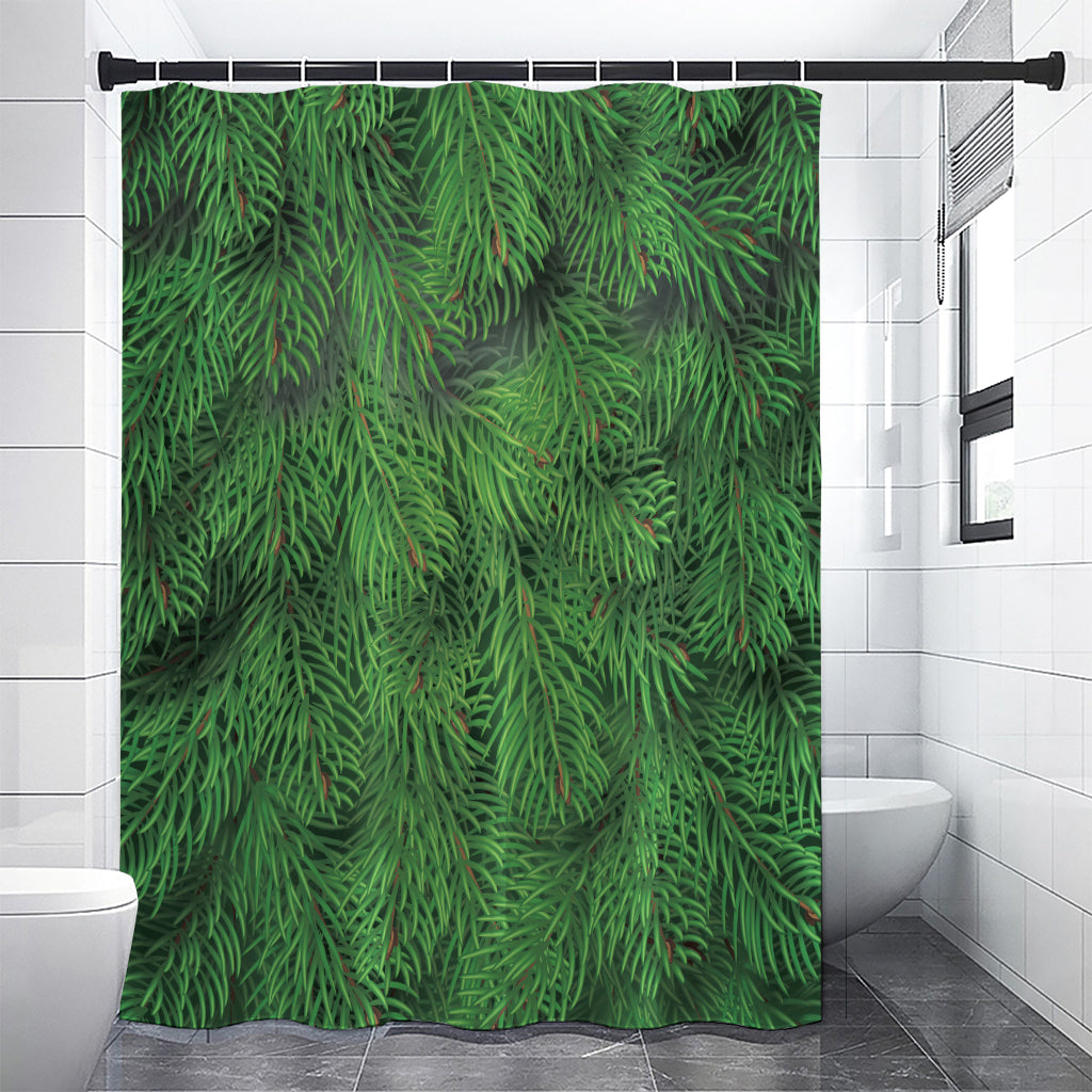 Christmas Tree Branches Print Premium Shower Curtain