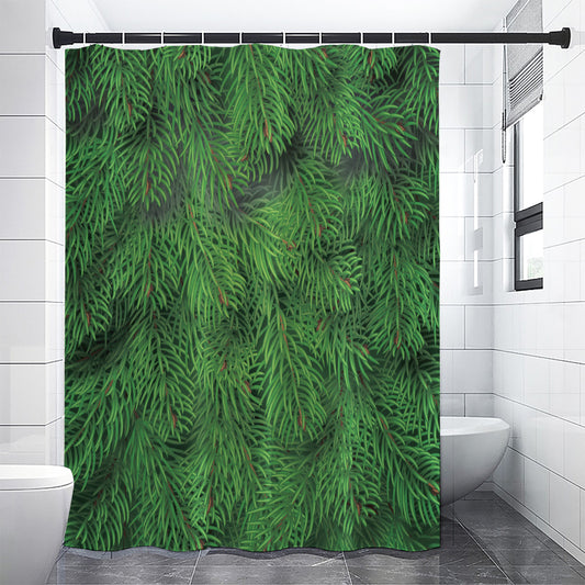 Christmas Tree Branches Print Premium Shower Curtain