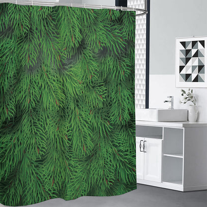 Christmas Tree Branches Print Premium Shower Curtain