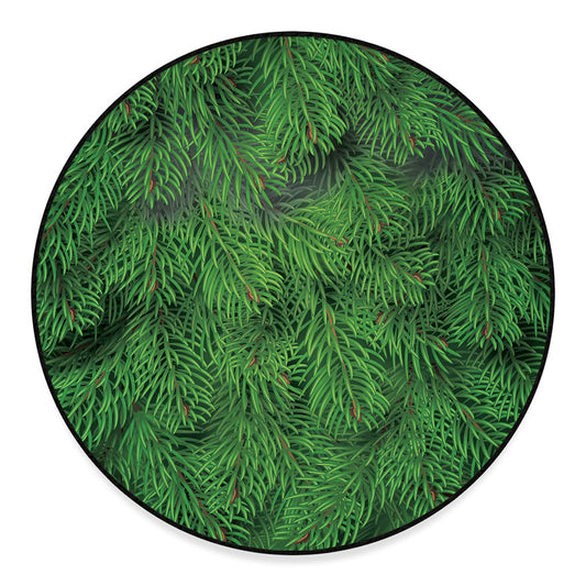 Christmas Tree Branches Print Round Floor Mat