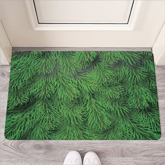Christmas Tree Branches Print Rubber Doormat