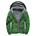 Christmas Tree Branches Print Sherpa Lined Zip Up Hoodie
