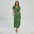 Christmas Tree Branches Print Short Sleeve Maxi Dress