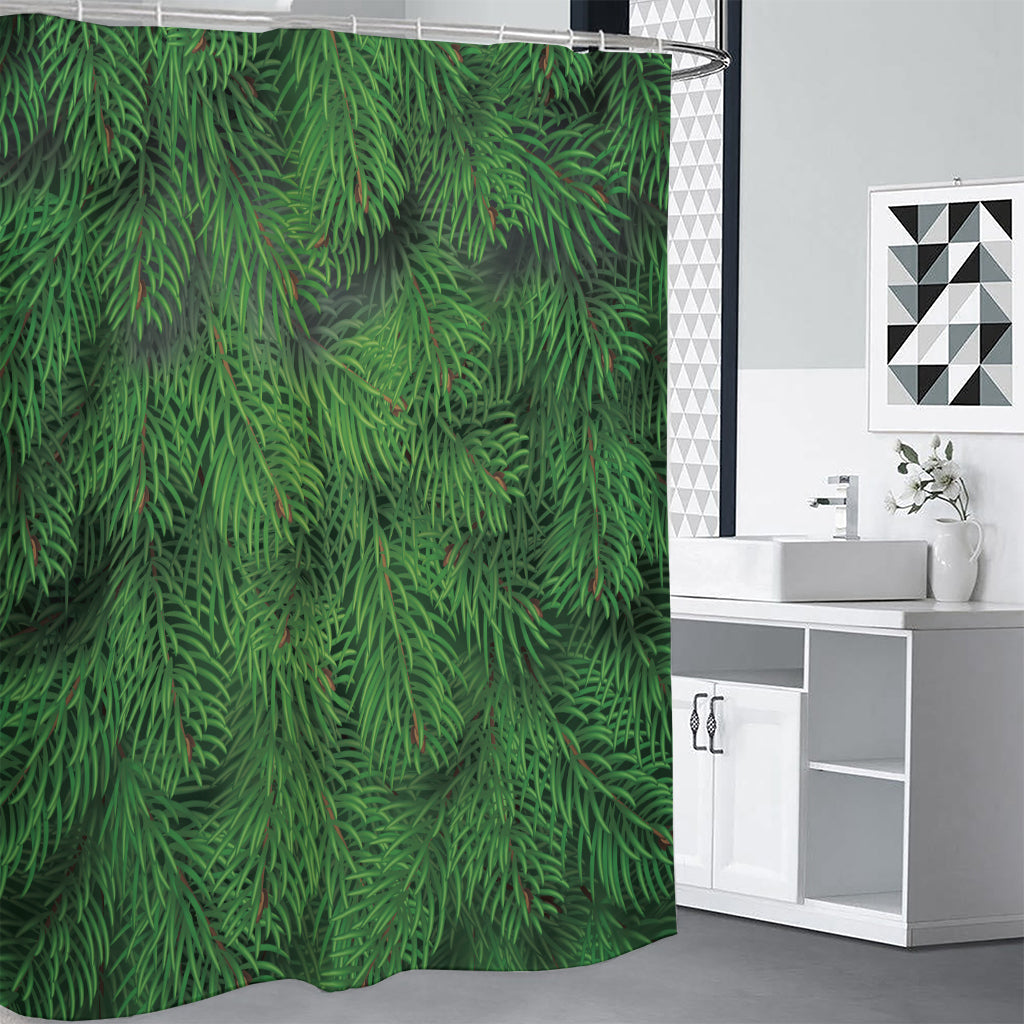 Christmas Tree Branches Print Shower Curtain