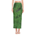 Christmas Tree Branches Print Side Slit Maxi Skirt