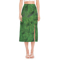 Christmas Tree Branches Print Side Slit Midi Skirt