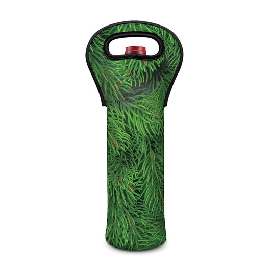 Christmas Tree Branches Print Single Neoprene Wine Tote