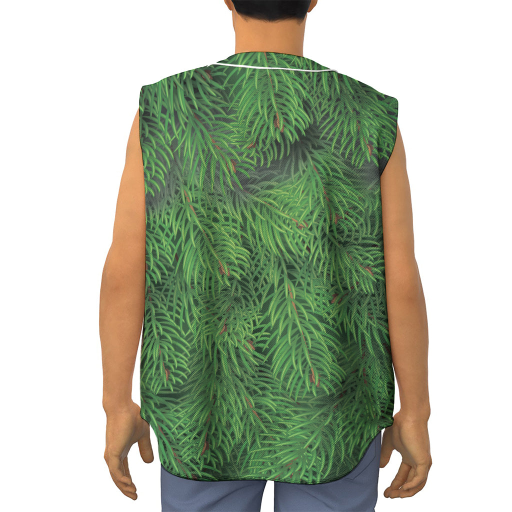 Christmas Tree Branches Print Sleeveless Baseball Jersey