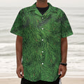 Christmas Tree Branches Print Textured Short Sleeve Shirt