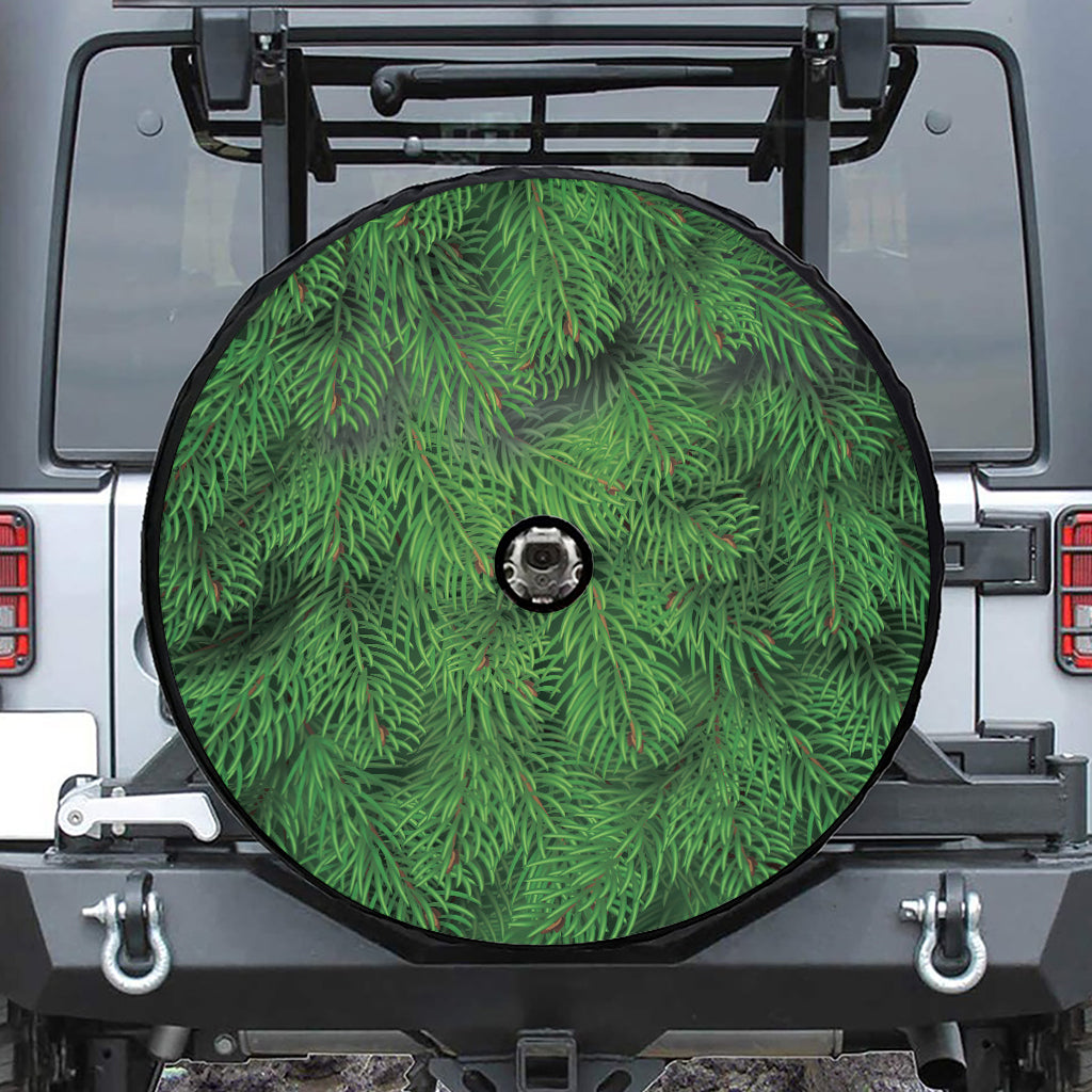 Christmas Tree Branches Print Tire Cover With Camera Hole