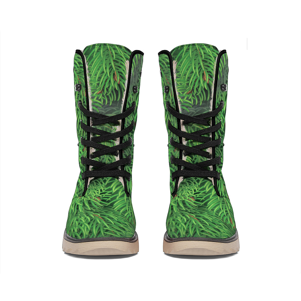 Christmas Tree Branches Print Winter Boots