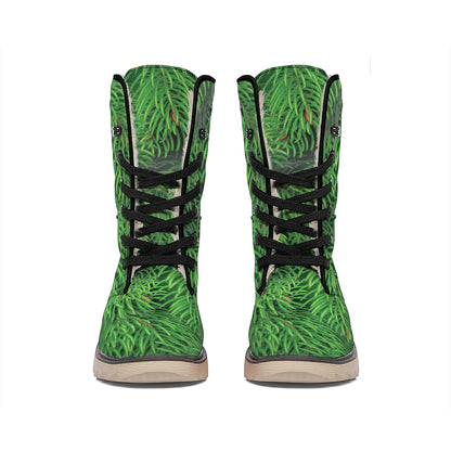 Christmas Tree Branches Print Winter Boots
