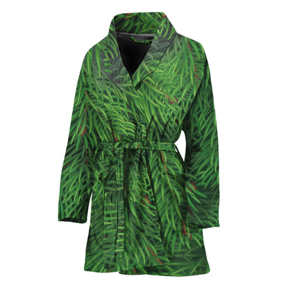 Christmas Tree Branches Print Women's Bathrobe