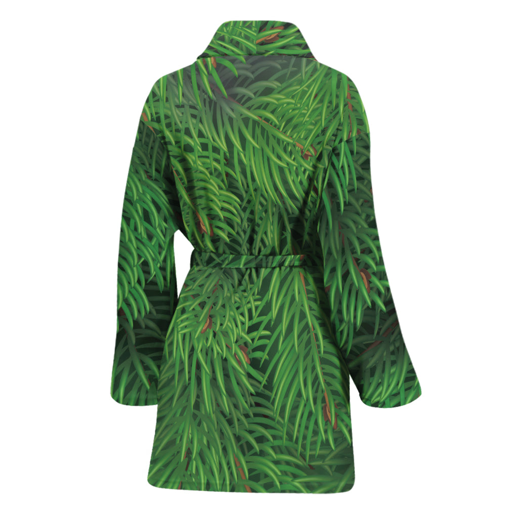 Christmas Tree Branches Print Women's Bathrobe