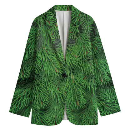 Christmas Tree Branches Print Women's Cotton Blazer
