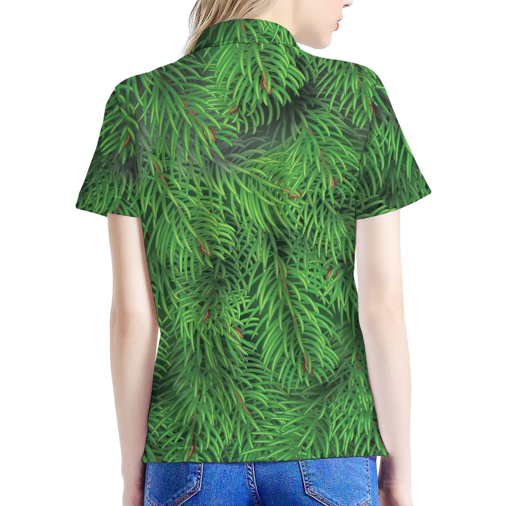 Christmas Tree Branches Print Women's Polo Shirt