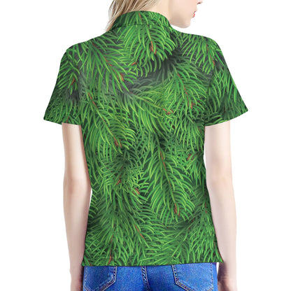 Christmas Tree Branches Print Women's Polo Shirt