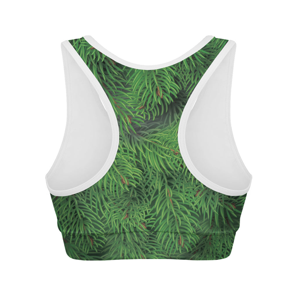 Christmas Tree Branches Print Women's Sports Bra