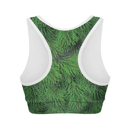 Christmas Tree Branches Print Women's Sports Bra