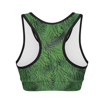 Christmas Tree Branches Print Women's Sports Bra
