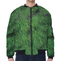 Christmas Tree Branches Print Zip Sleeve Bomber Jacket