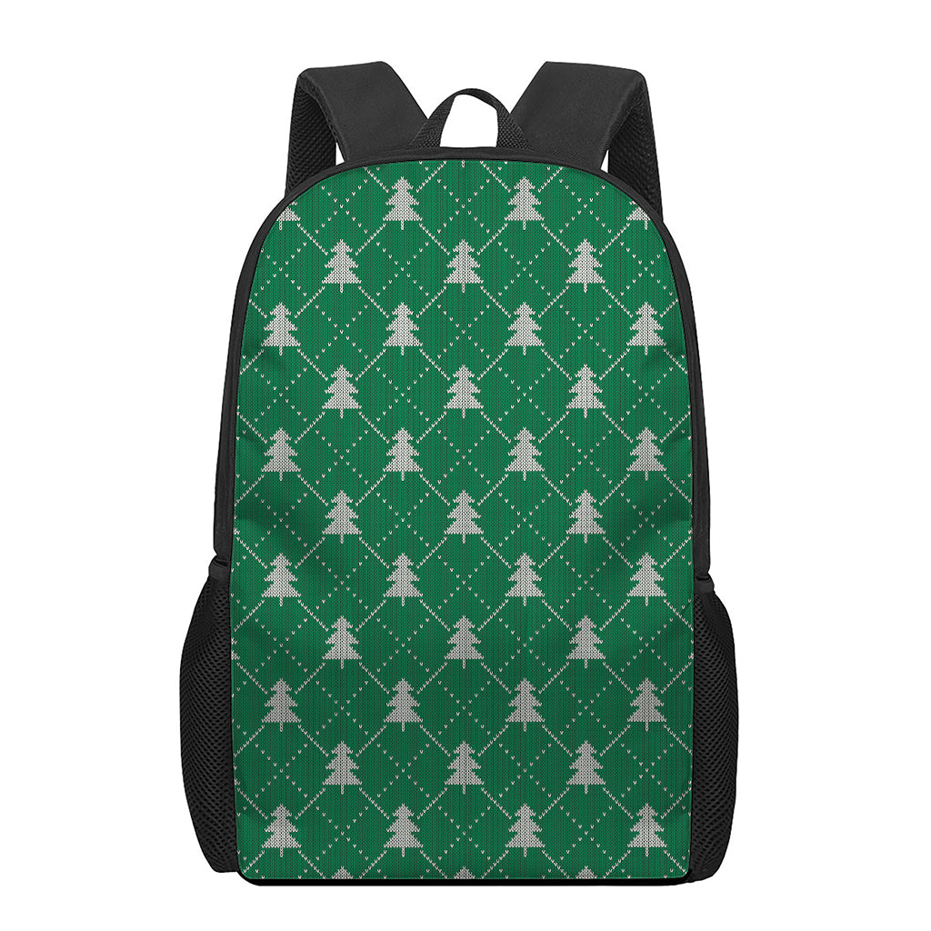 Christmas Tree Knitted Pattern Print 17 Inch Backpack