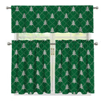 Christmas Tree Knitted Pattern Print 3 Piece Kitchen Curtains